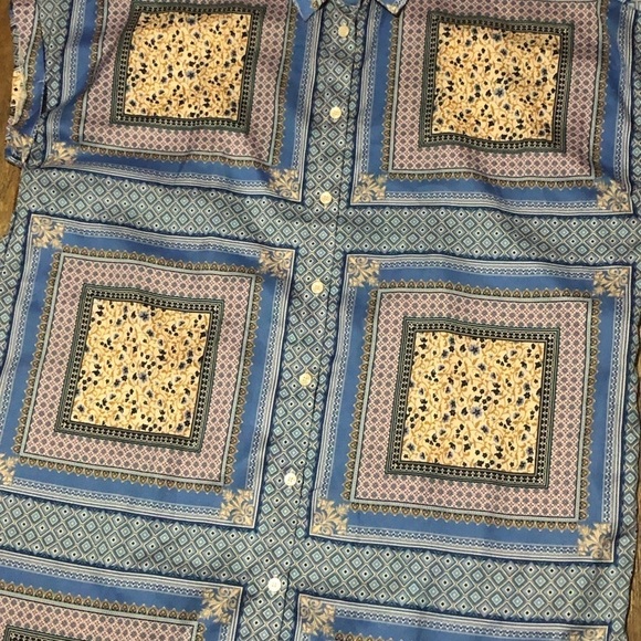 Umgee Shirt Dress Women's Small Geometric Print Blue Button Down Festive - Picture 3 of 5